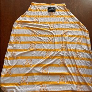 Yellow and White Striped Winnie the Pooh car seat cover or nursing cover up/Top